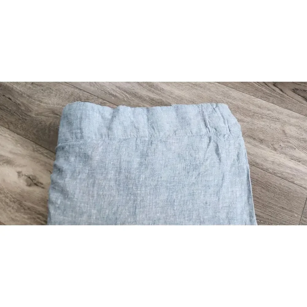 Pottery Barn Blue Chambray Linen 2 Curtain Panels 80 X 56